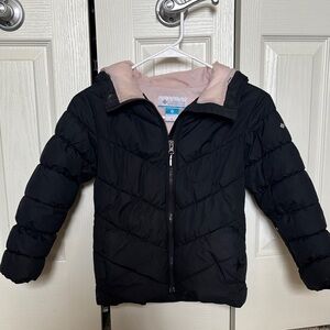 Columbia Black Jacket with Light Pink Hood Lining, XS(6/6X)